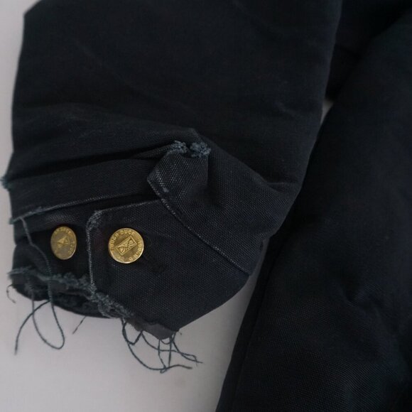 Vtg 90S Tough Duck Black Brown Corduroy Collar Heavyweight Cotton Detroit Jacket - Picture 16 of 16